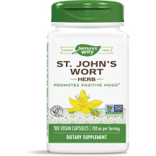 Витамины и БАДы для укрепления иммунитета nature's Way St John's Wort Herb Зверобой для поддержки настроения 700 мг 180 веганских капсул