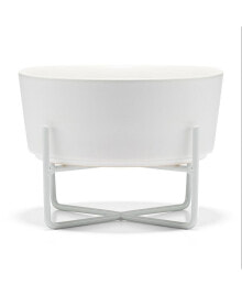 Dog Simple Solid Bowl and Stand - Matte White - Large