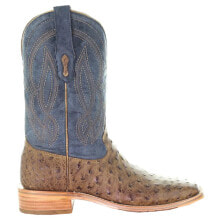 Купить мужские ботинки Corral Boots: Corral Boots Ostrich Embroidered Square Toe Cowboy Mens Blue, Brown Casual Boot