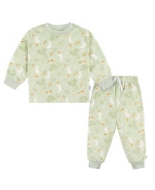 Купить детские комплекты одежды для малышей Gerber: Baby Girls Baby Baby Long Sleeve Top and Pant Fleece Pajamas, 2-piece