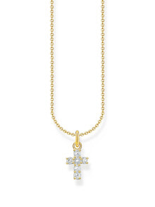 Thomas Sabo KE2226-414-14-L45V Gold-plated Necklace with Cross Pendant + Zirconia 38-45 cm Ladies