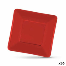Plate set Algon Disposable Cardboard Squared Red 19 x 19 x 1 cm (36 Units)