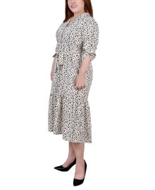 NY Collection plus Size Tiered Dress with Belt