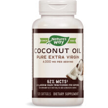Рыбий жир и Омега 3, 6, 9 Nature's Way Coconut Oil Pure Extra Virgin Чистое кокосовое масло холодного отжима 1000 мг 120 гелевых капсул