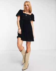 Купить женские платья BOLONGARO TREVOR: Bolongaro Trevor velvet mini smock dress in black