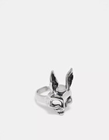 ASOS DESIGN waterproof stainless steel ring with rabbit design in silver tone купить онлайн