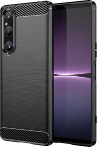 Hurtel Carbon Case etui do Sony Xperia 1 V elastyczny silikonowy karbonowy pokrowiec czarne