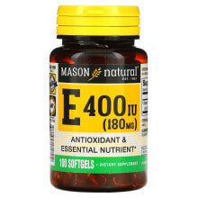 Витамин Е Масон Натурал, витамин E, 180 мг (400 МЕ), 100 мягких таблеток