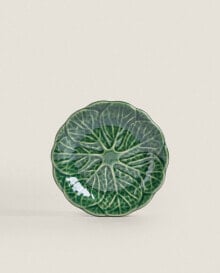 Cabbage leaf earthenware side plate