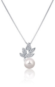 Ювелирные колье beautiful silver necklace with real pearl and zircons JL0785 (chain, pendant)