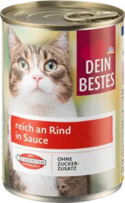 Купить влажные корма для кошек Dein Bestes: Nassfutter Katze, reich an Rind in Sauce, 415 g