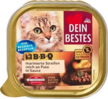 BBQ, Nassfutter Katze, marinierte Streifen reich an Pute in Sauce, 100 g