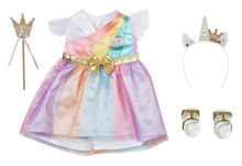 Одежда для кукол BABY born Fantasy Deluxe Princess Одежда для куклы ,радужное платье с туфлями,ободком  830338
