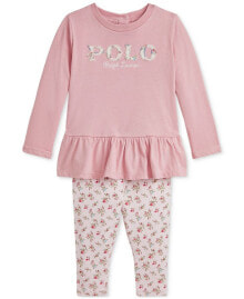 Baby Girl Ruffled Tee & Floral Legging Set купить онлайн