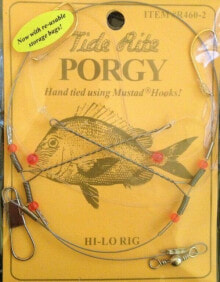 Tide Rite Hand Tied Beaded Gold Baitholder Porgy Rigs, Mustad Long Shank Hook, купить онлайн