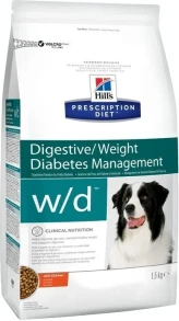 Сухие корма для собак Сухой диетический корм для собак Hill's Prescription Diet w/d Digestive при поддержании веса и сахарном диабете, с курицей 1,5 кг