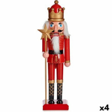 Decorative Figure Nutcracker Red Plastic 13 x 60 x 14,5 cm (4 Units)