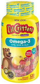 Рыбий жир и Омега 3, 6, 9 Vitafusion Lil Critters Omega-3 Raspberry Lemonade Омега-3 ЭПК, ДГК и АЛК 120 мармеладок