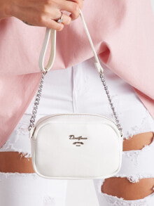 Кросс-боди женская сумка Factory Price с ремешком светло-серого цвета, застежка-молния, карманы внутри, регулируемый ремень с цепочкой, подкладка.