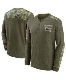 Men's Olive Seattle Seahawks 2021 Salute To Service Henley Long Sleeve Thermal Top