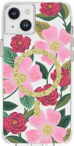 Rifle Paper Clear MagSafe - Etui iPhone 14 Plus zdobione złotem (Rose Garden)