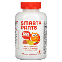 СмартиПэнтс, мультивитаминная добавка для детей с омега-3 кислотами, с клубничным, банановым, апельсиновым и лимонным вкусом, 120 жевательных таблеток