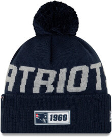 Мужская шапка синяя трикотажная New Era New England Patriots Beanie Knit NFL 2019 On Field Road 1960