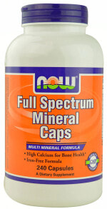 Минералы и микроэлементы NOW Full Spectrum Mineral Caps Мультиминеральная формула с высоким содержанием кальция Без железа  240 капсул
