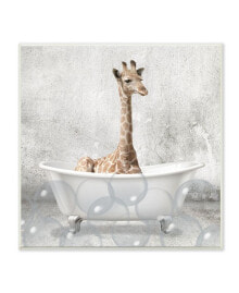 Baby Giraffe Bath Time Cute Animal Design Wall Plaque Art, 12