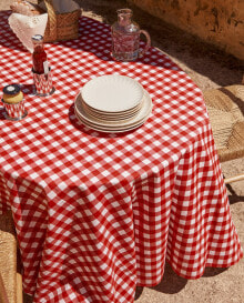 Resin-coated gingham check tablecloth