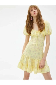 Kadın Giyim Elbise 3SAK80276EW Sarı Desenli Sarı Desenli