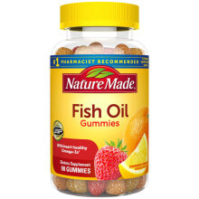 Рыбий жир и Омега 3, 6, 9 nature Made Fish Oil Омега 3 из рыбьего жира для здоровья сердца  90 мармеладок со вкусом апельсина, лимона и клубники