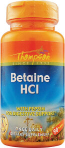 Витамины и БАДы для пищеварительной системы thompson Betaine HCl Бетаин гидрохлорид, помощь при несварении 90 таблеток
