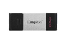 USB  флеш-накопители Kingston Technology DataTraveler 80 USB флеш накопитель 64 GB USB Type-C 3.2 Gen 1 (3.1 Gen 1) Черный, Серебристый DT80/64GB