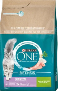 Купить сухие корма для кошек PURINA ONE: Trockenfutter Katze sensitive mit Truthahn & Reis, Adult, 2,8 kg