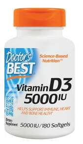 Витамин D doctor&#039;s Best Vitamin D3 Витамин D3 125 мкг (5000 МЕ) 180 желатиновых капсул