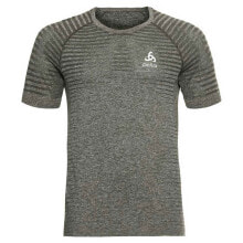 Мужские спортивные футболки Мужская спортивная футболка серая с полосками ODLO Essential Seamless Short Sleeve T-Shirt