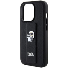 KARL LAGERFELD Klhcp14Lgsakcpk iPhone 14 Pro 6.1 Gripstand Saffiano Karl&Choupette Pins phone case