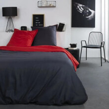 Комплекты постельного белья  tODAY 2-Personen-Bettgarnitur aus Baumwolle - 240x260 cm - Zweifarbiges Grau und Rot Alix