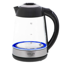 Kettle Adler AD 1285 Black Transparent Glass Steel 2200 W 1,7 L