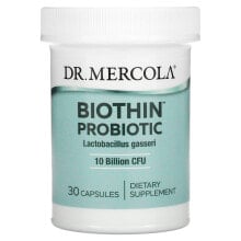 Пребиотики и пробиотики dr. Mercola, Биотиновый пробиотик, лактобактерии гассери, 10 млрд КОЕ, 30 капсул