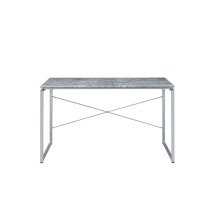 Simplie Fun jurgen Desk, Faux Concrete & Silver