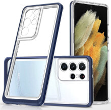 Hurtel Clear 3in1 etui do Samsung Galaxy S23 Ultra silikonowy pokrowiec z ramką niebieskie