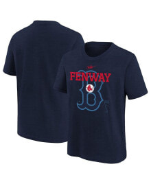 Nike big Boys and Girls Navy Boston Red Sox Rewind Retro Tri-Blend T-shirt