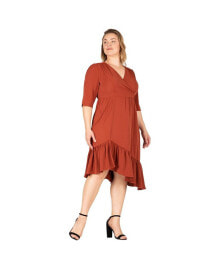 Standards & Practices women's Plus-size Ruched Sleeve Ruffle Hem Midi Dress
