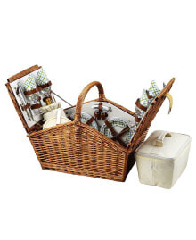 Huntsman English-Style Willow Picnic Basket with Service for 4