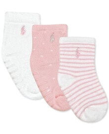 Ralph Lauren Baby Girls 3-Pack Cushioned Crew Socks