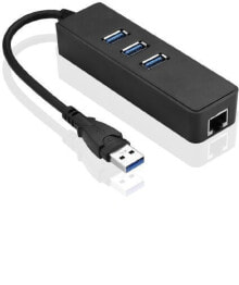 USB hubs mC-USB3.0HUBWETH - USB 3.2 Gen 1 (3.1 Gen 1) Type-A - RJ-45,USB 3.2 Gen 1 (3.1 Gen 1) Type-A - Black - Gigabit Ethernet - 1 pc(s)