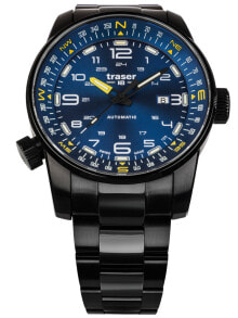 Мужские наручные часы с браслетом Мужские наручные часы с черным браслетом Traser H3 109523 P68 Pathfinder automatic 46mm 10ATM