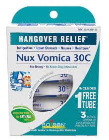 Витамины и БАДы для пищеварительной системы Boiron Nux Vomica 30C Нукс вомика-гомеопатическое средство при расстройстве желудка, изжоге, тошноте 3 х 80 пеллет